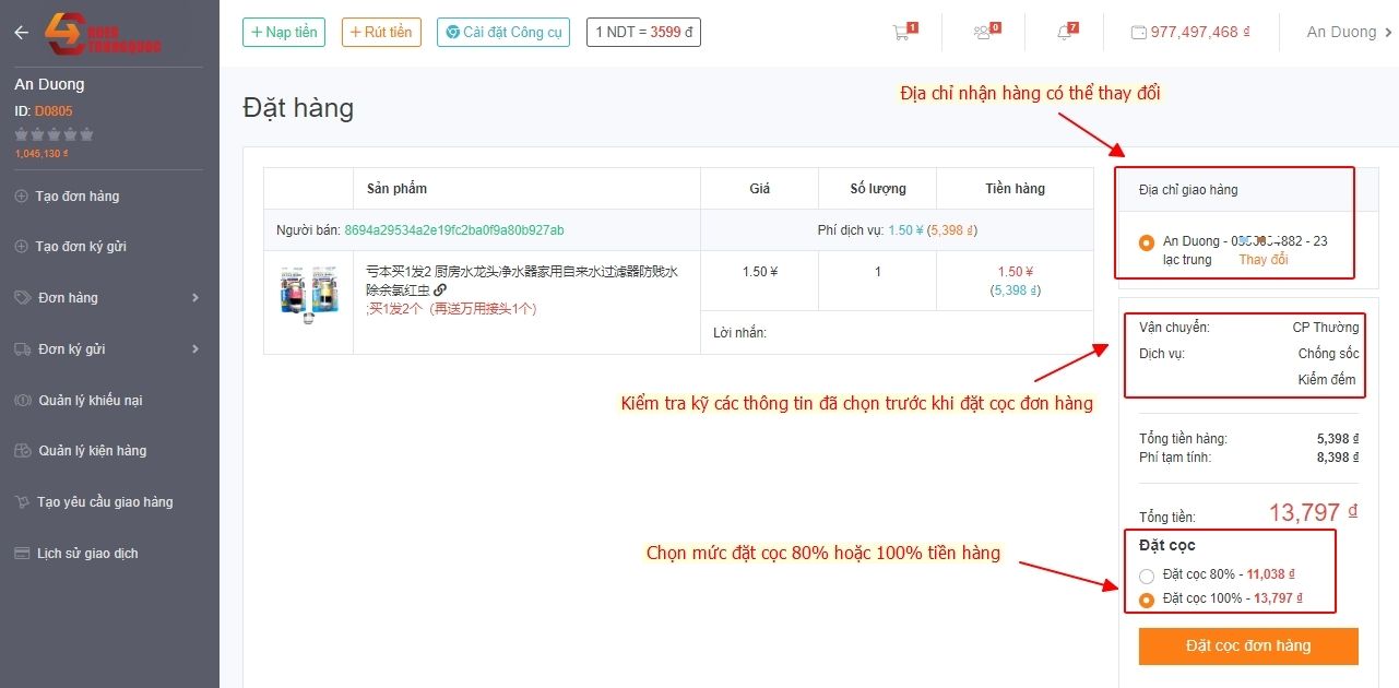 Hướng dẫn đặt hàng taobao