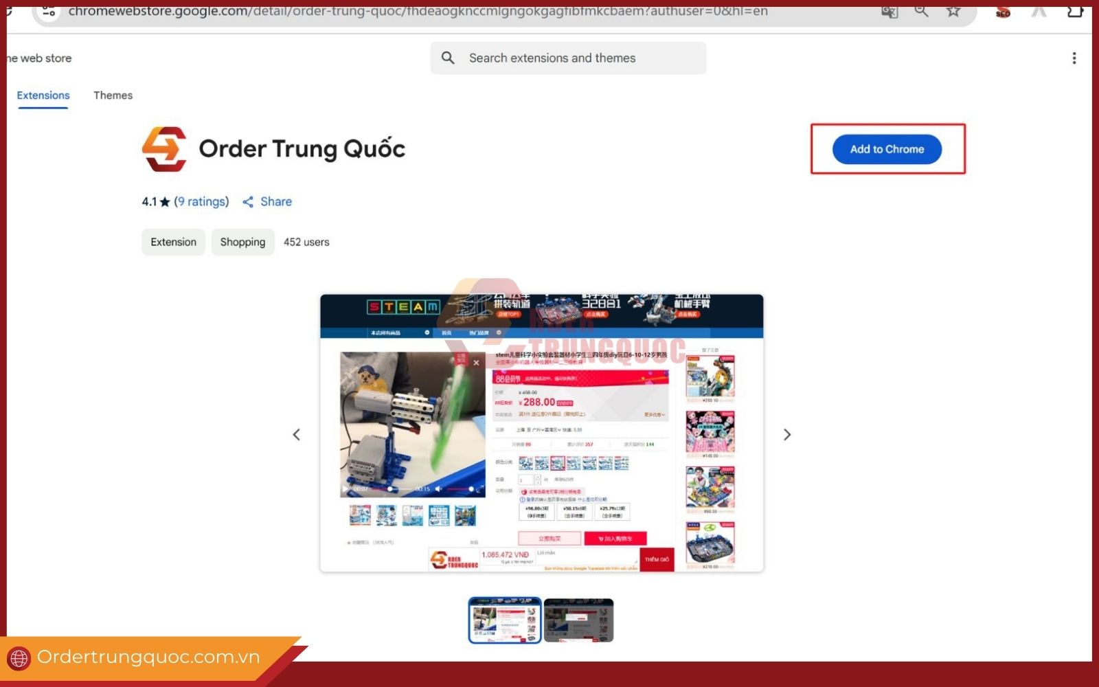 Cài đặt extension của Order Trung Quốc