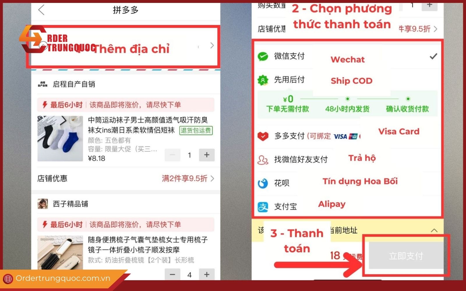 Bổ sung thông tin thanh toán, địa chỉ nhận hàng