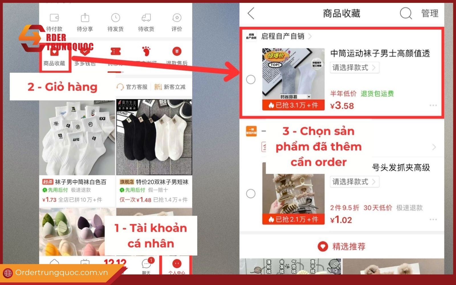 Chọn sản phẩm trong giỏ hàng và tiến hành đặt hàng