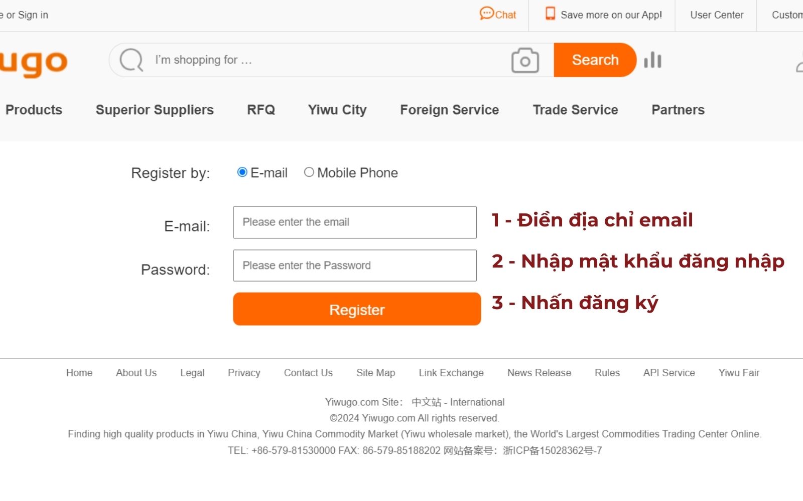 Cách order hàng trên yiwugo.com bằng Email Cách order hàng trên yiwugo.com bằng Email