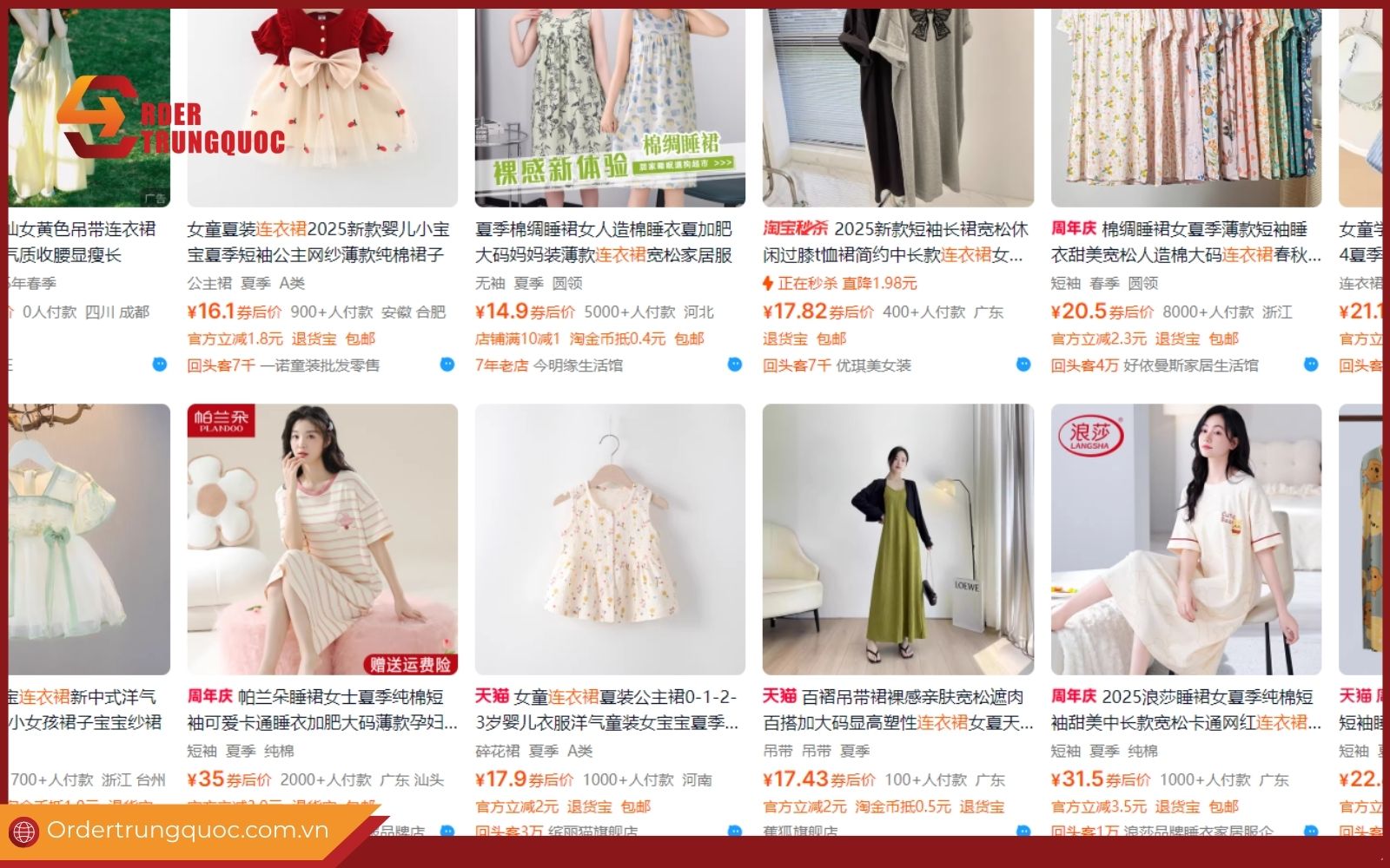 Đầm giá sỉ hàng Quảng Châu trên các sàn TMĐT