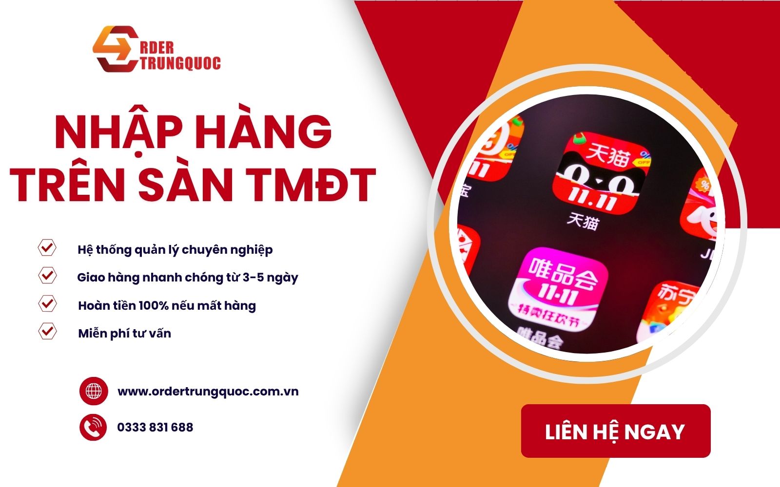 Order Trung Quốc chuyên order hộ hàng nội địa Trung giá rẻ line TMĐT