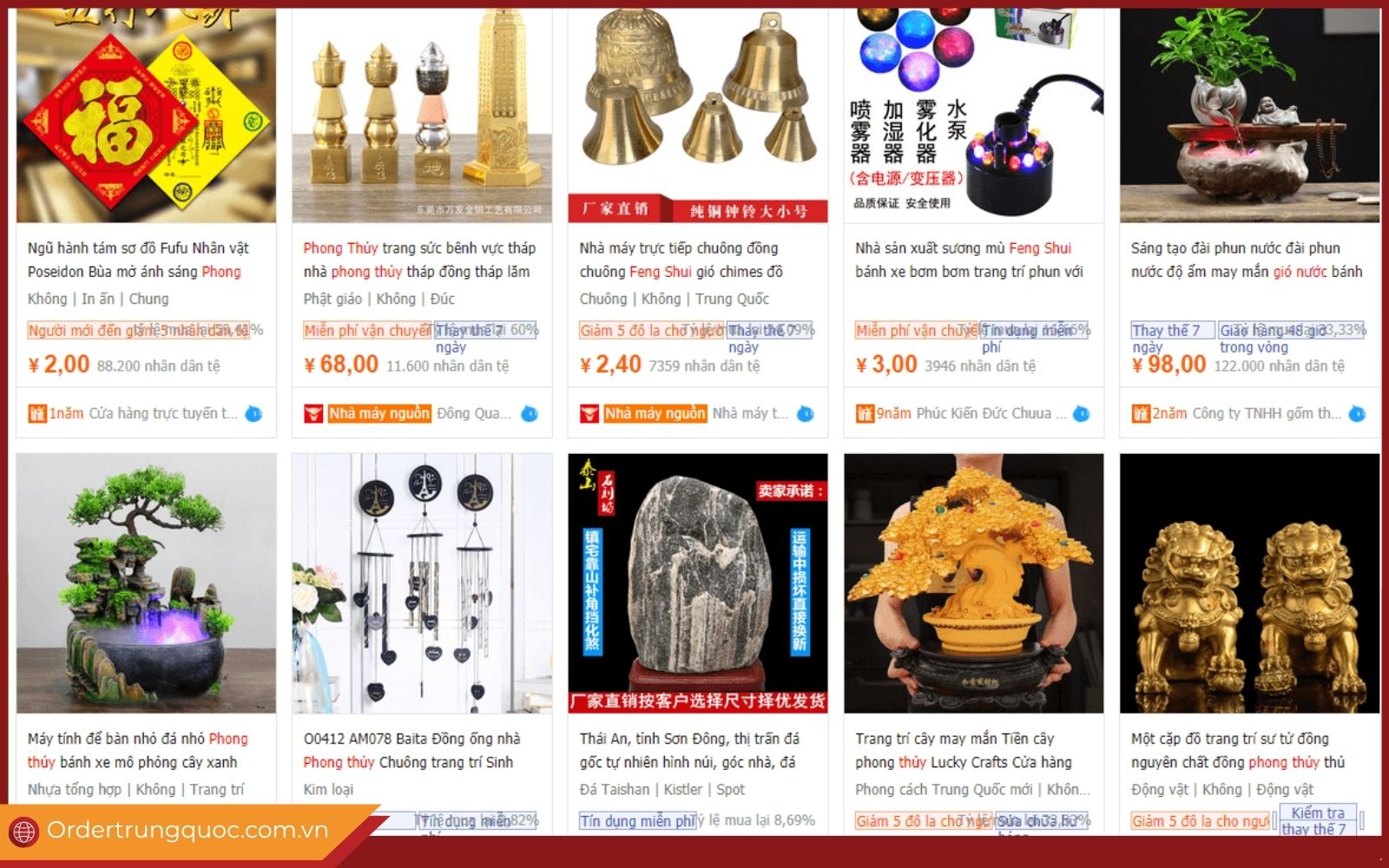 nguồn hàng đồ phong thuỷ trung quốc giá rẻ trên sàn 1688, taobao, tmall nguồn hàng đồ phong thuỷ trung quốc giá rẻ trên sàn 1688, taobao, tmall