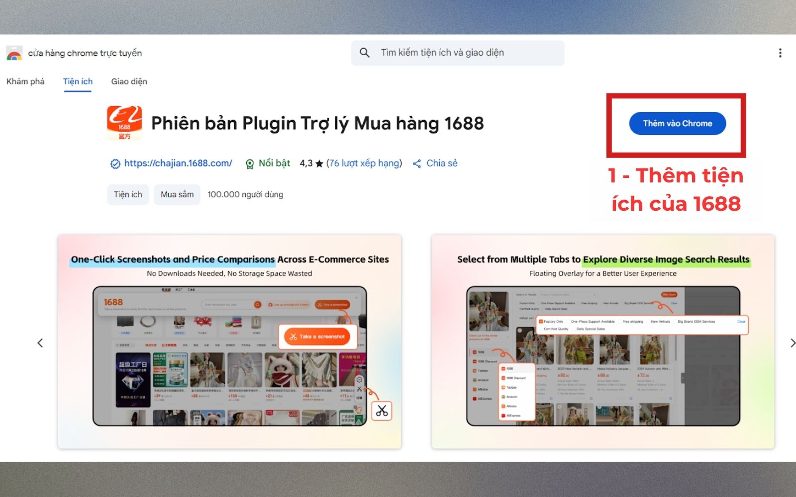 Thêm tiện ích ở cửa hàng Chrome Thêm tiện ích ở cửa hàng Chrome