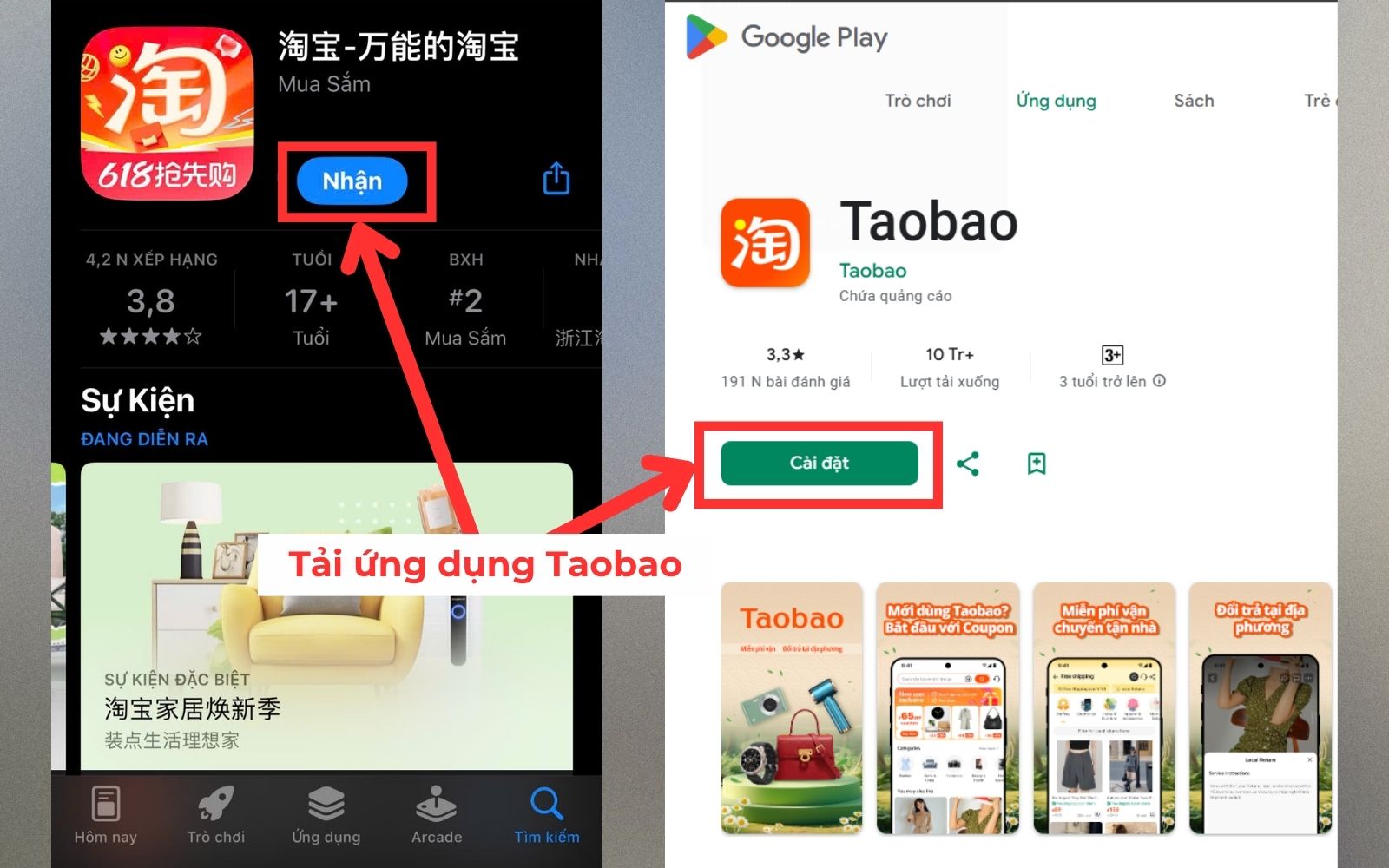 Download ứng dụng Taobao về điện thoại