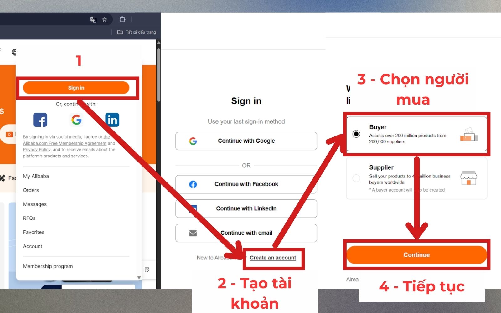 hướng dẫn đăng ký tài khoản alibaba bằng email