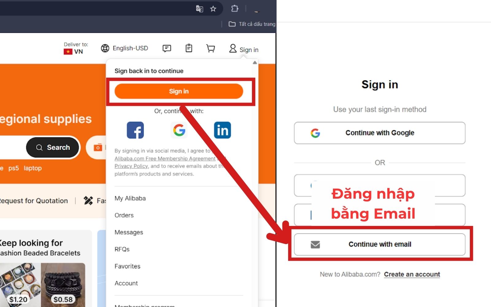 Cách tạo tài khoản đăng nhập tài khoản alibaba