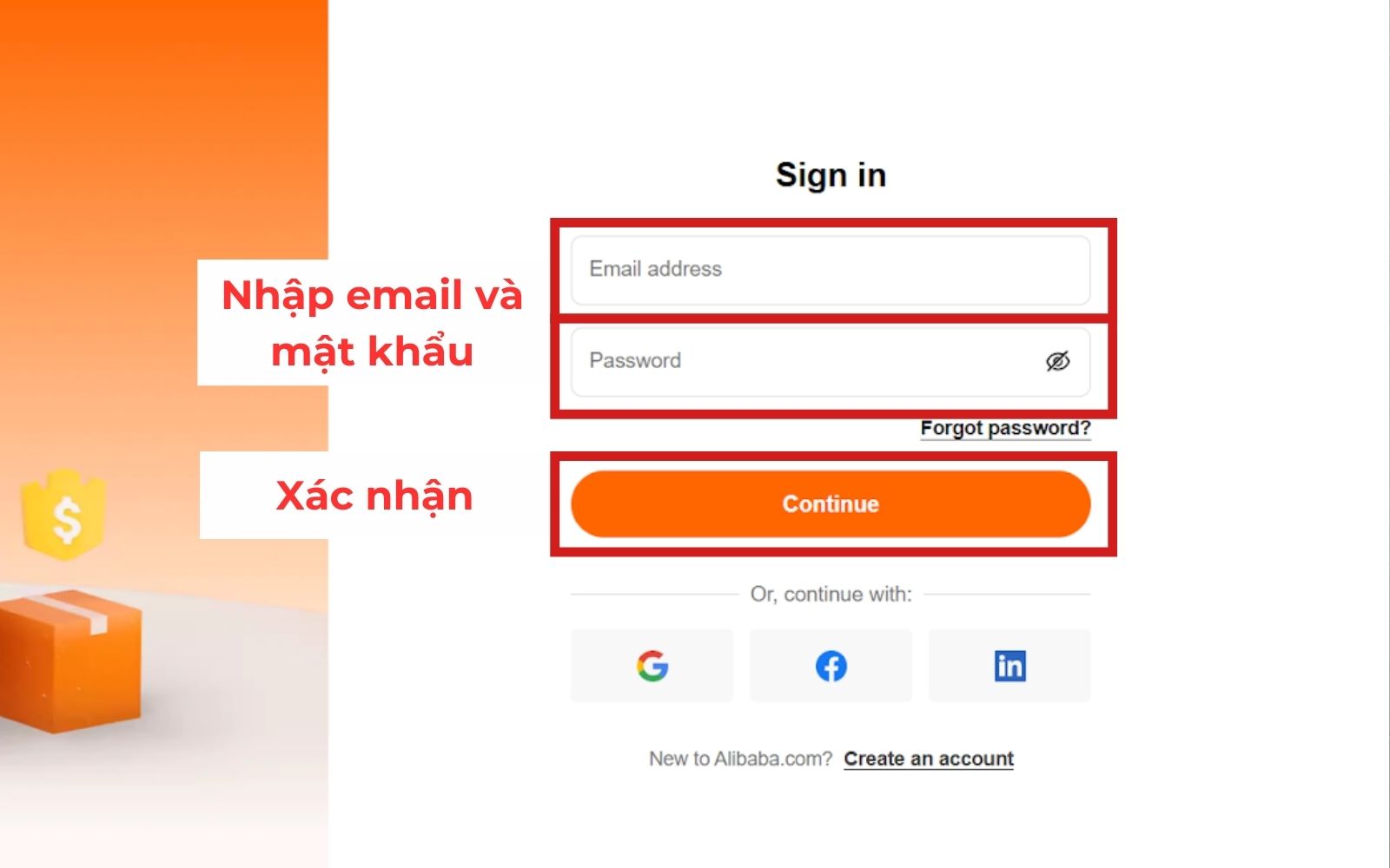 Đăng nhập tài khoản ALibaba trên máy tính