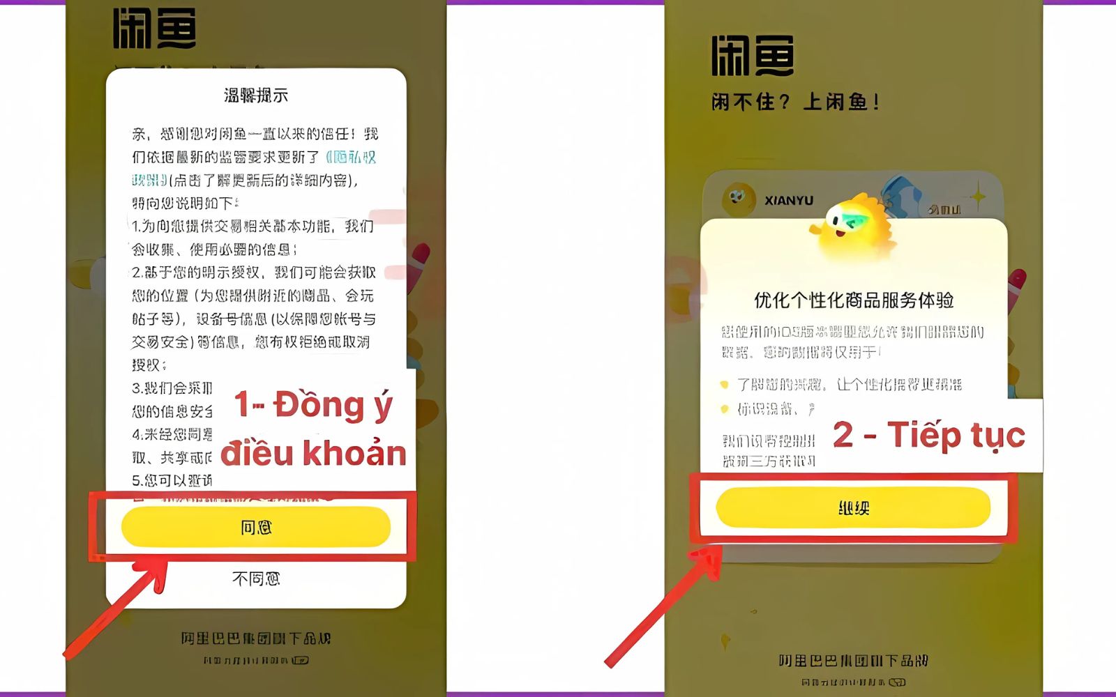 Cách đăng ký tài khoản xianyu trên điện thoại
