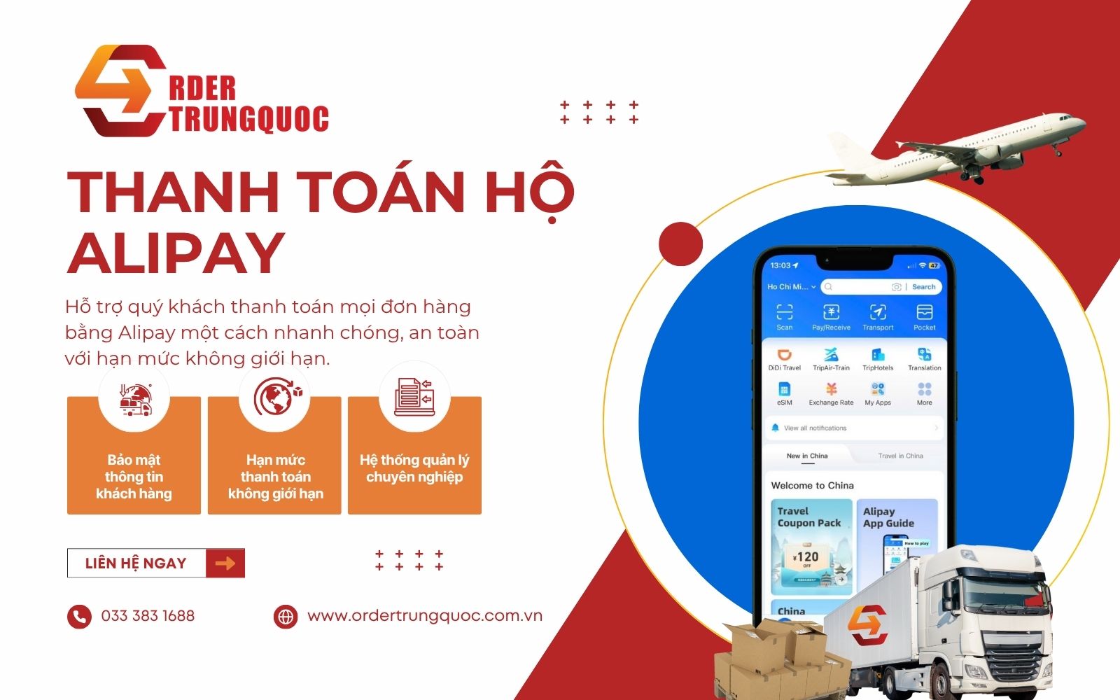 Dịch vụ thanh toán hộ Alipay không lo khóa tài khoản tại Order Trung Quốc