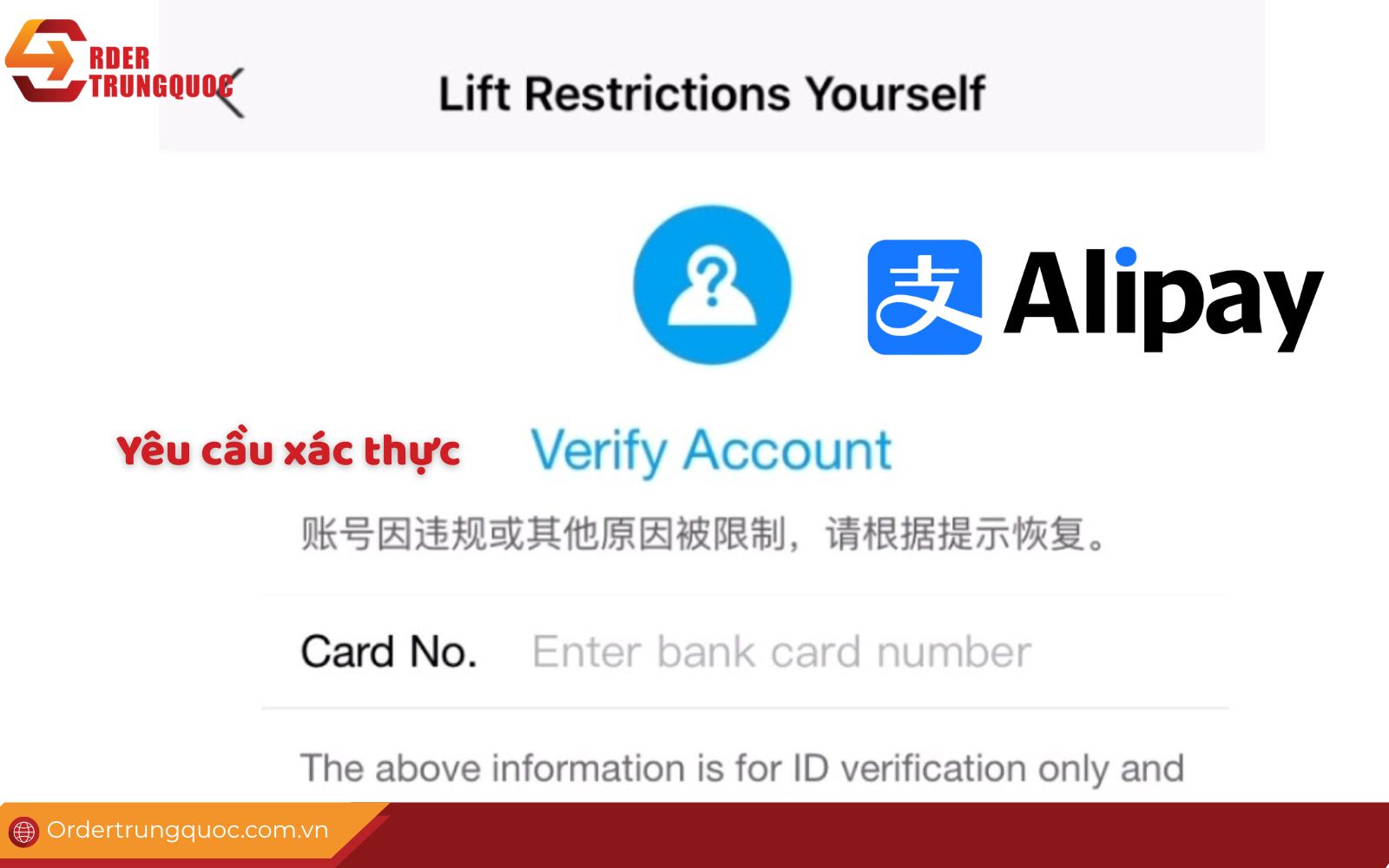Tài khoản Alipay bị hạn chế cần xác minh