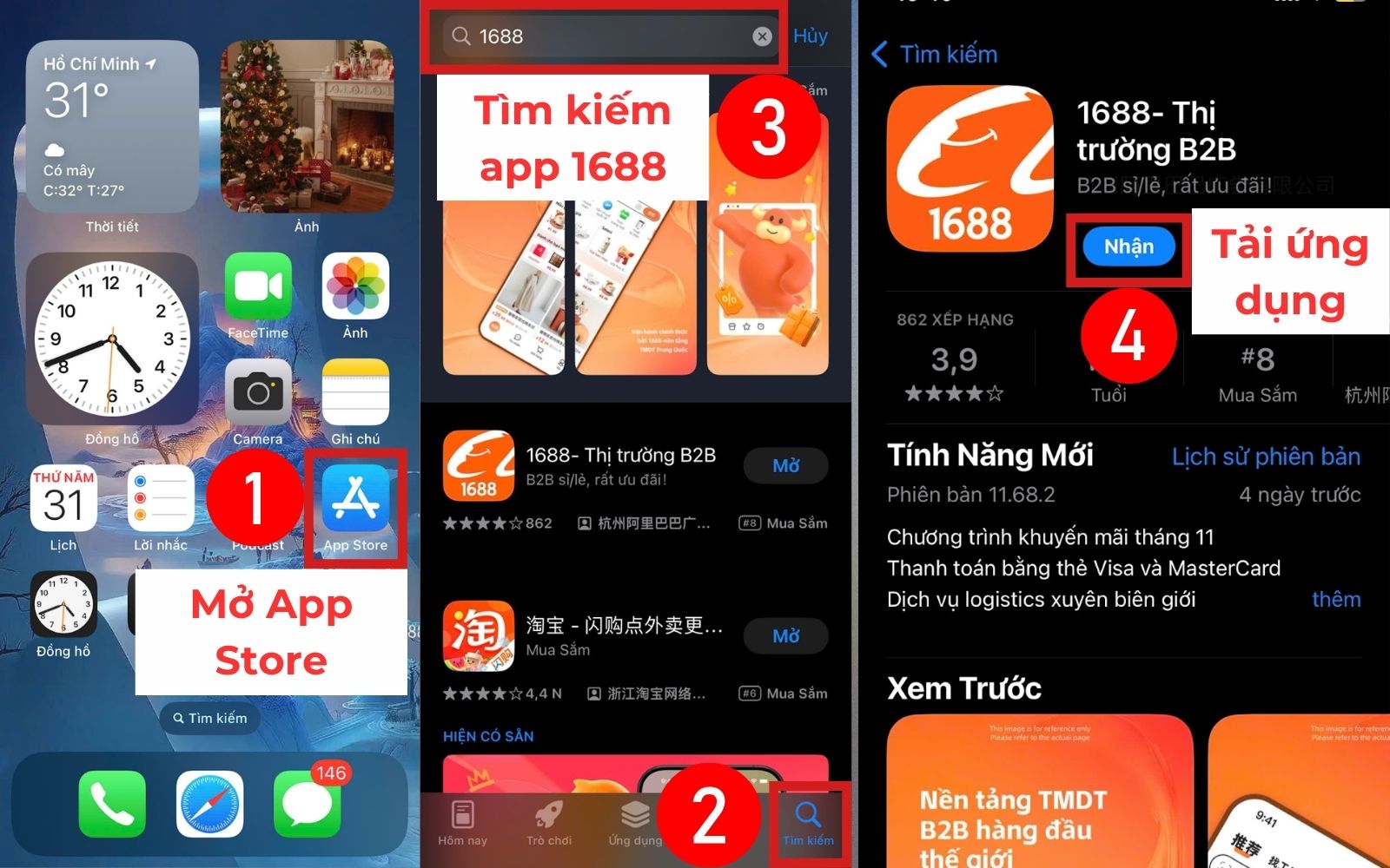 Hướng dẫn tải ứng dụng mua hàng 1688 về máy iOS Hướng dẫn tải ứng dụng mua hàng 1688 về máy iOS