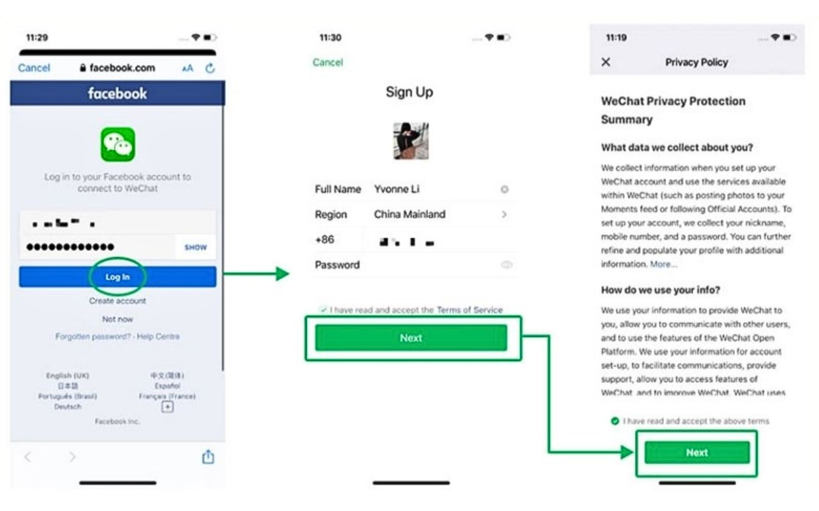 Hướng dẫn tạo tài khoản Wechat bằng Facebook