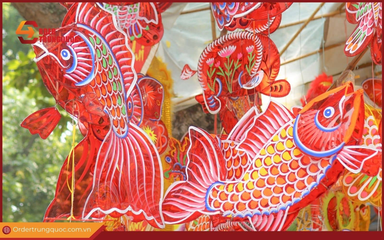 Đèn lồng trung thu hình cá chép nội địa Trung Đèn lồng trung thu hình cá chép nội địa Trung