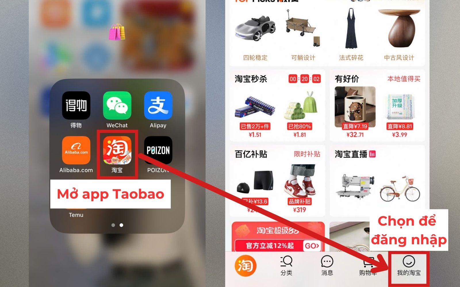 Cách đăng nhập Taobao trên app điện thoại - Order Trung Quốc Cách đăng nhập Taobao trên app điện thoại - Order Trung Quốc