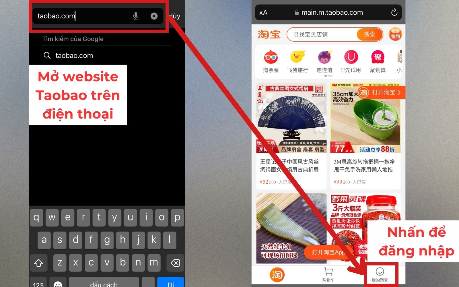 Cách đăng nhập Taobao trên web điện thoại Cách đăng nhập Taobao trên web điện thoại