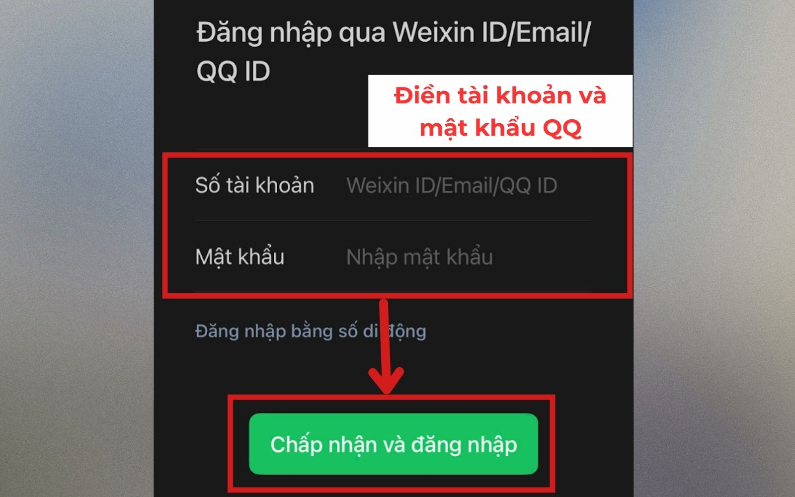Đăng nhập QQ để lấy lại mật khẩu Wechat 