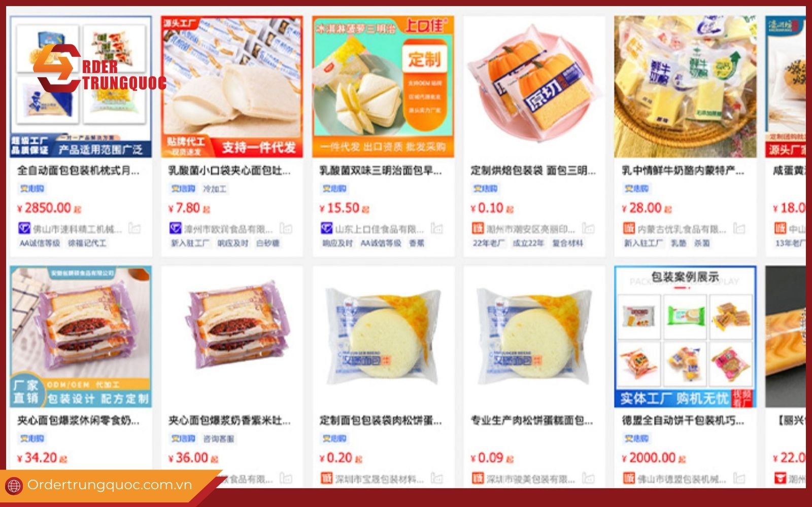 Order bánh kẹo nội địa Trung  trên các sàn TMĐT