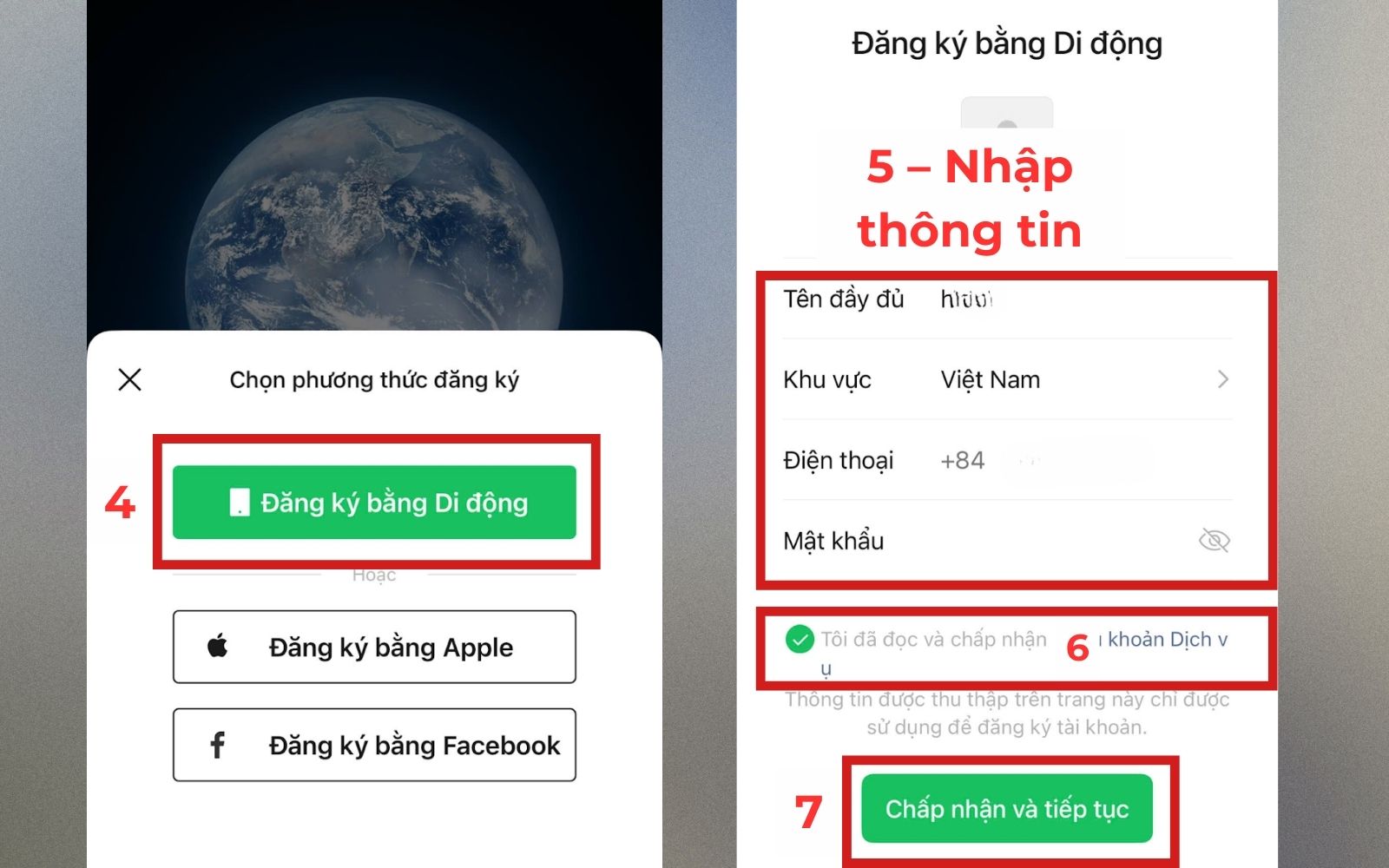 Nhập thông tin để tạo tài khoản Wechat