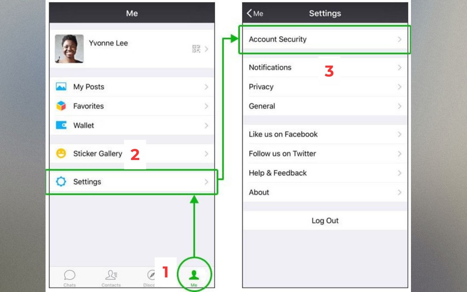Vào bảo mật tài khoản để thiết lập ID Wechat