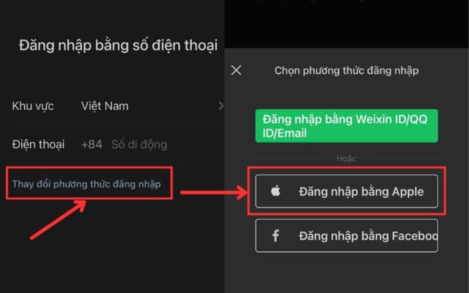 Mở khóa Wechat bằng phương thức khác