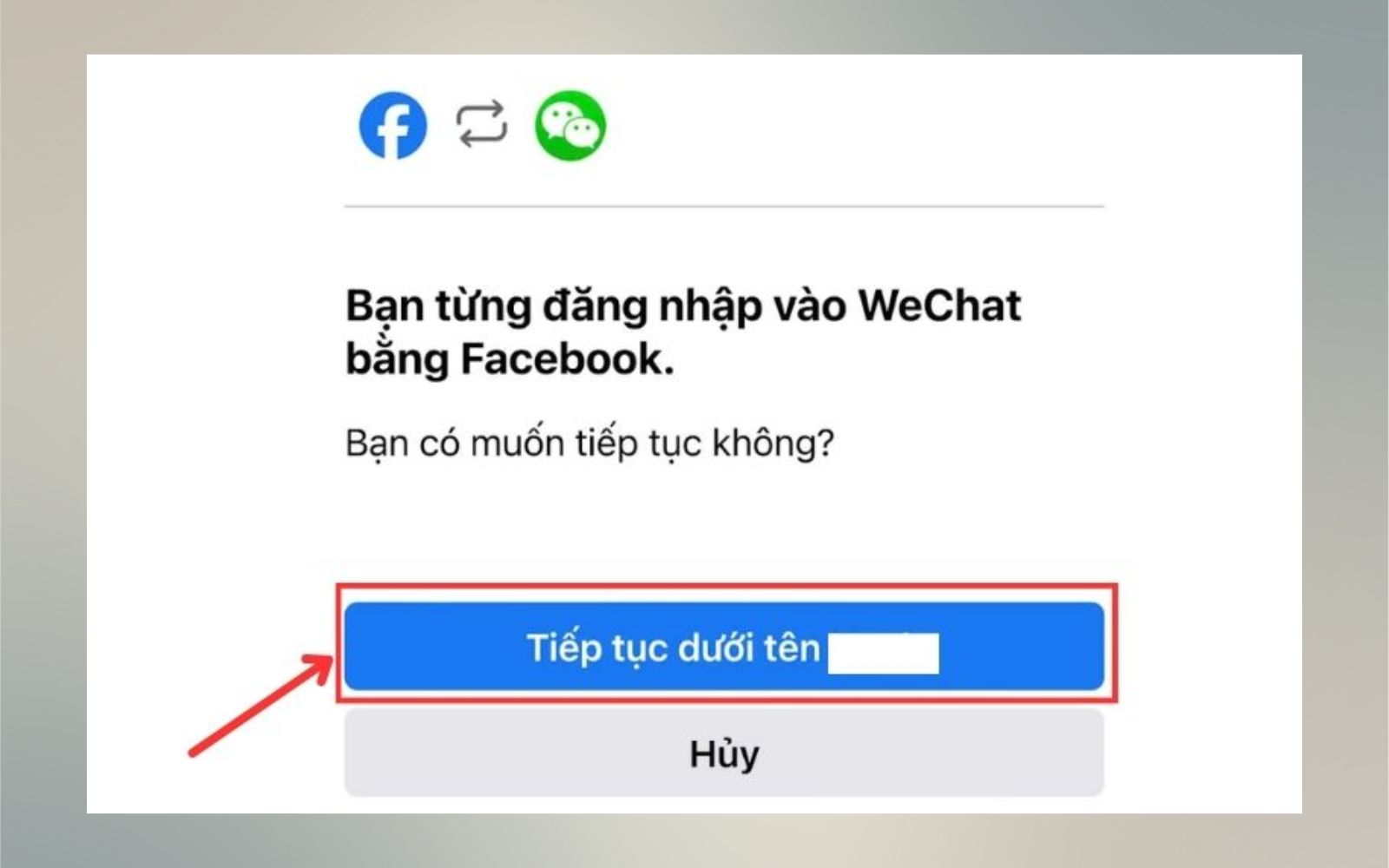Lấy lại tài khoản Wechat bằng Facebook
