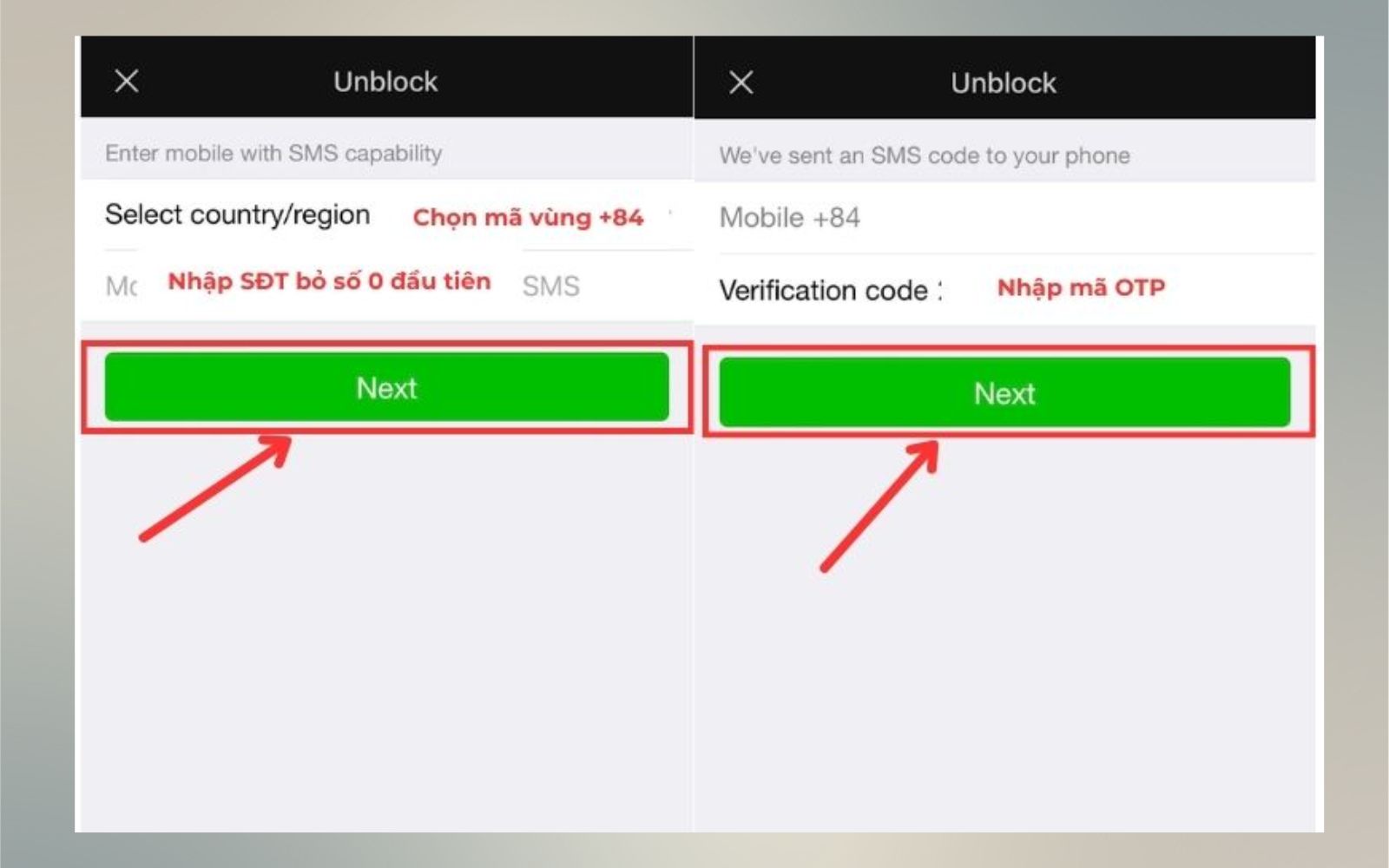 Nhập số điện thoại đã đăng ký để mở tài khoản Wechat