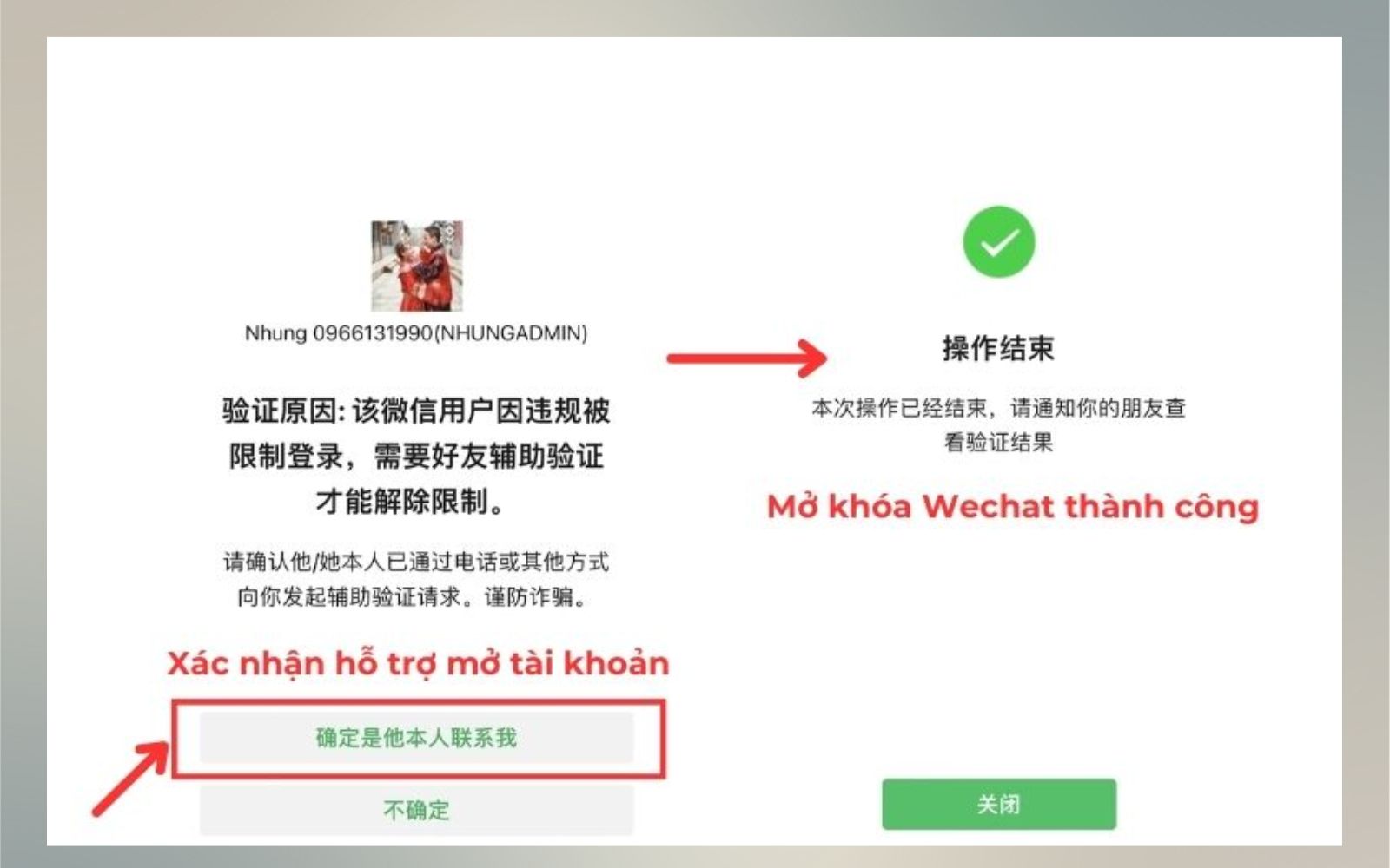 Mở khóa tài khoản Wechat