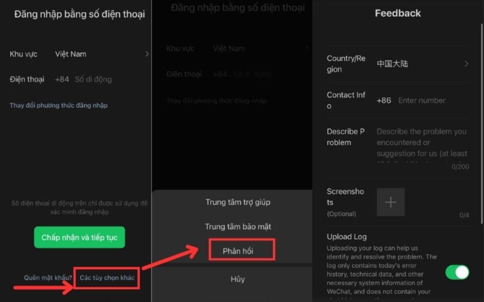 Phản hồi với đội ngũ CSKH để lấy lại tài khoản Wechat